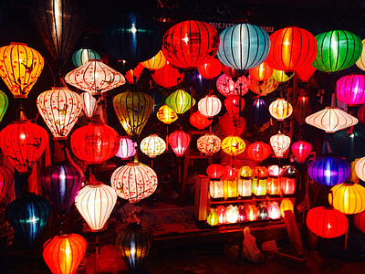 assorted-color paper lanterns
