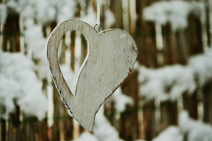 Royalty-Free photo: Green wooden heart wall art