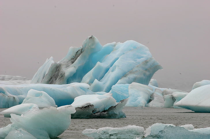 photograph of ice bergs
