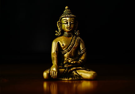 Bhumisparsha Mudra figurine on brown surface