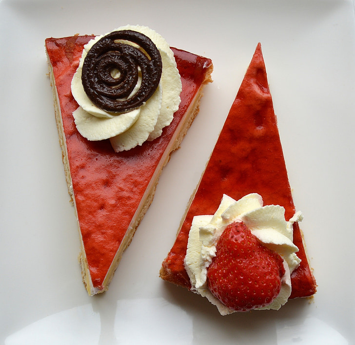 two slice of strawberry cakes
