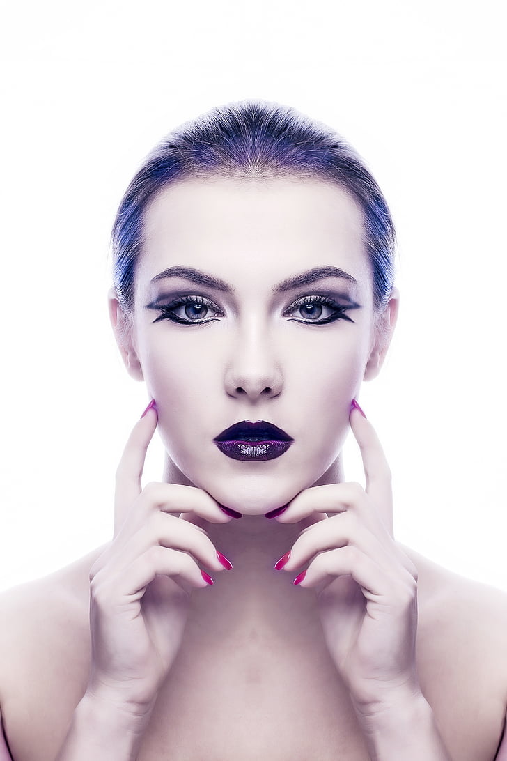 woman with purple lips
