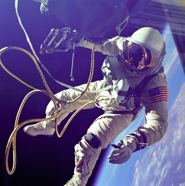 astronaut wearing white overalls