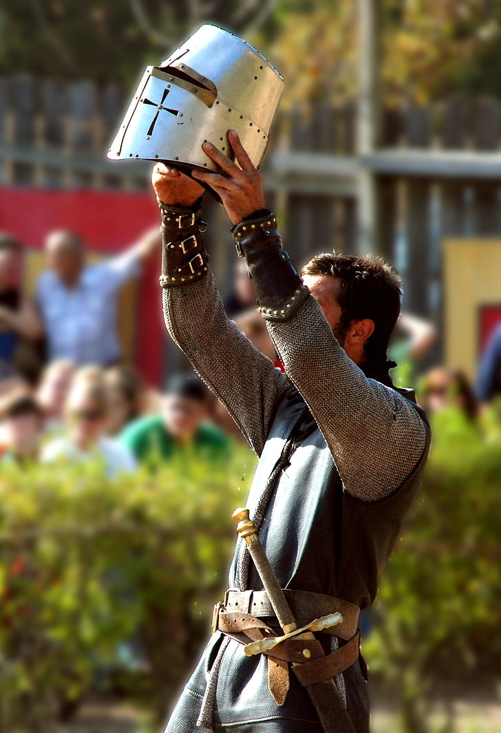 person wearing medieval soldier costume