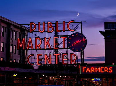 red Public Market Center neon signage