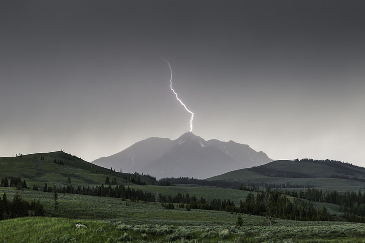 lightning streak on mountain