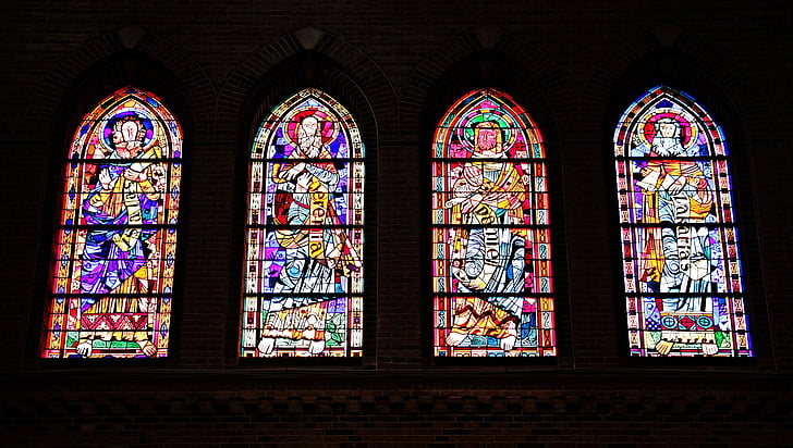 four multicolored stained glasses