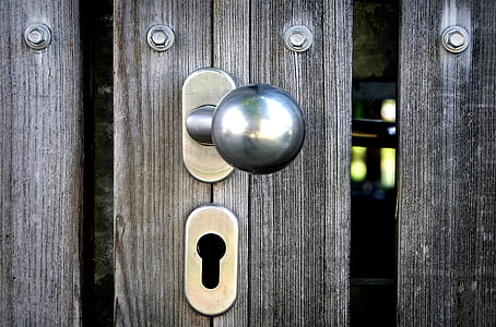 gray steel doorknob