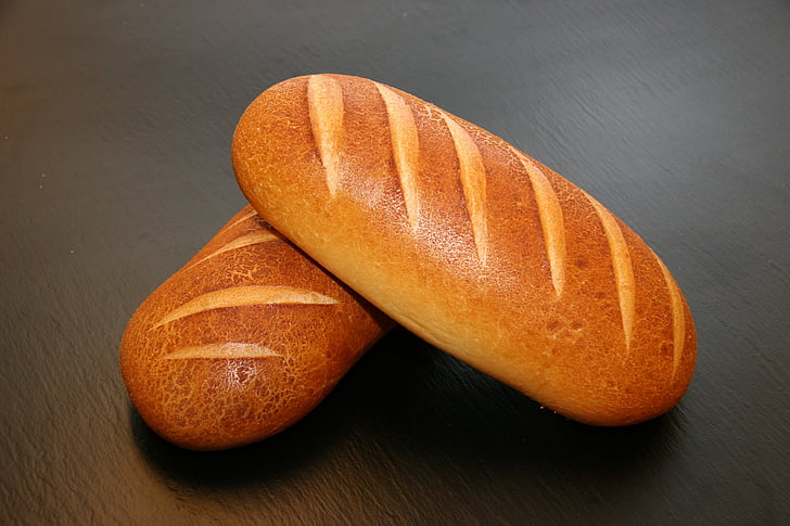 two oval breads