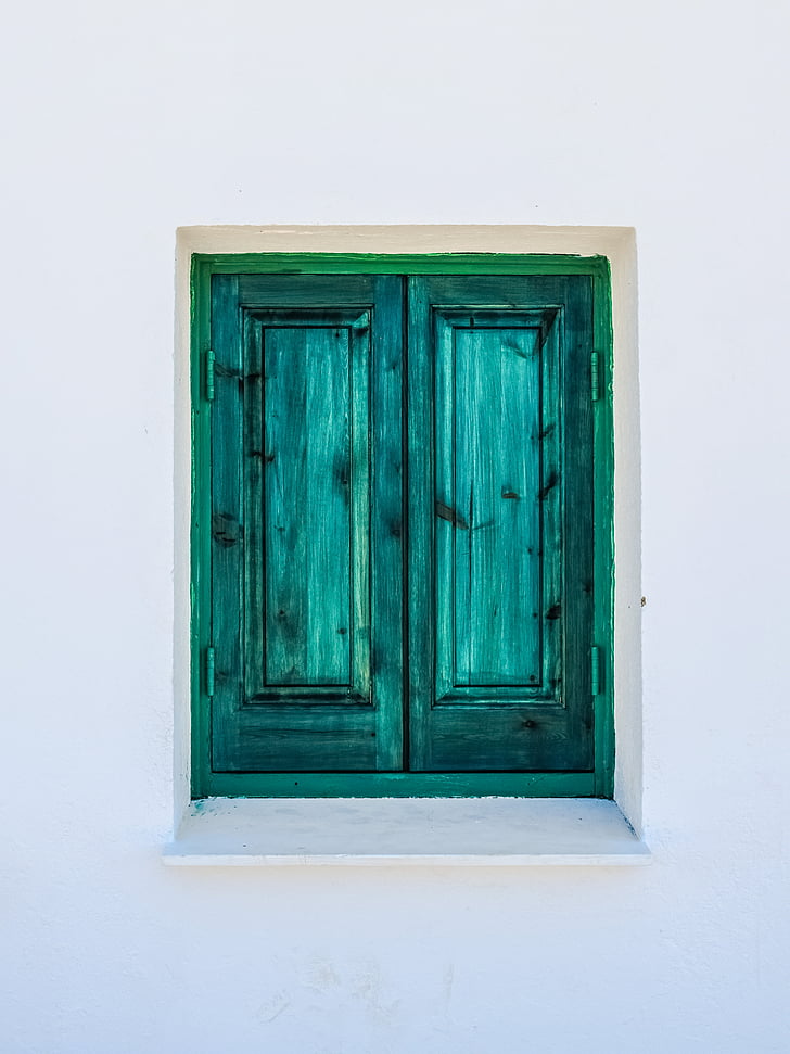 green wooden window