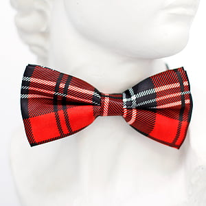 red and black plaid bow tie