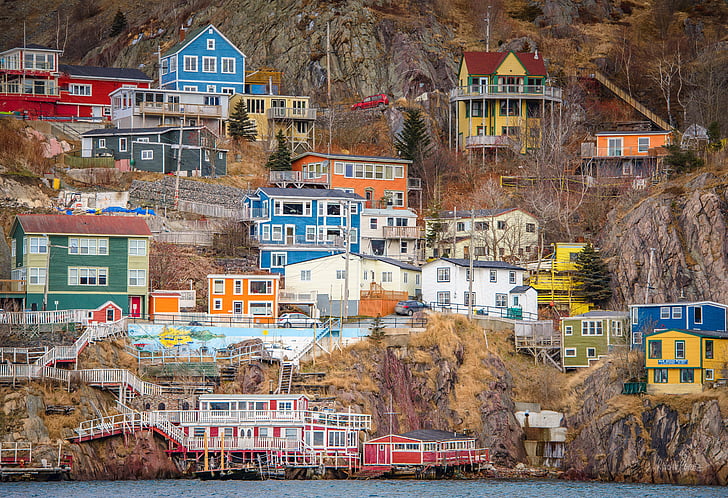landscape photography of assorted-color houses
