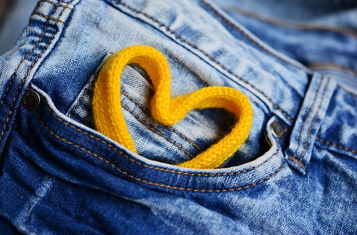 heart shape yellow strap ornament