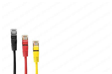 black, red, and yellow RJ45 cables