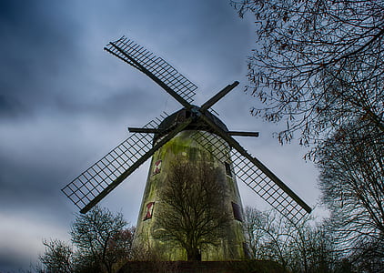 shallow focus photography of green and brown windmill