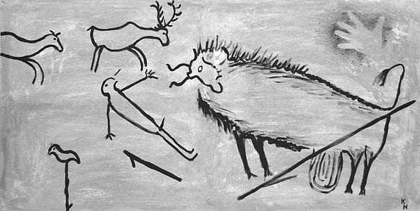 black and gray animal illustration