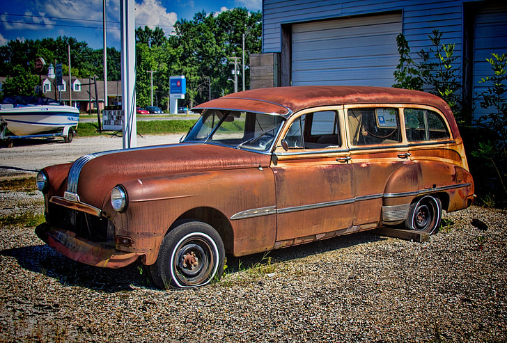 classic brown station wagon during daytime