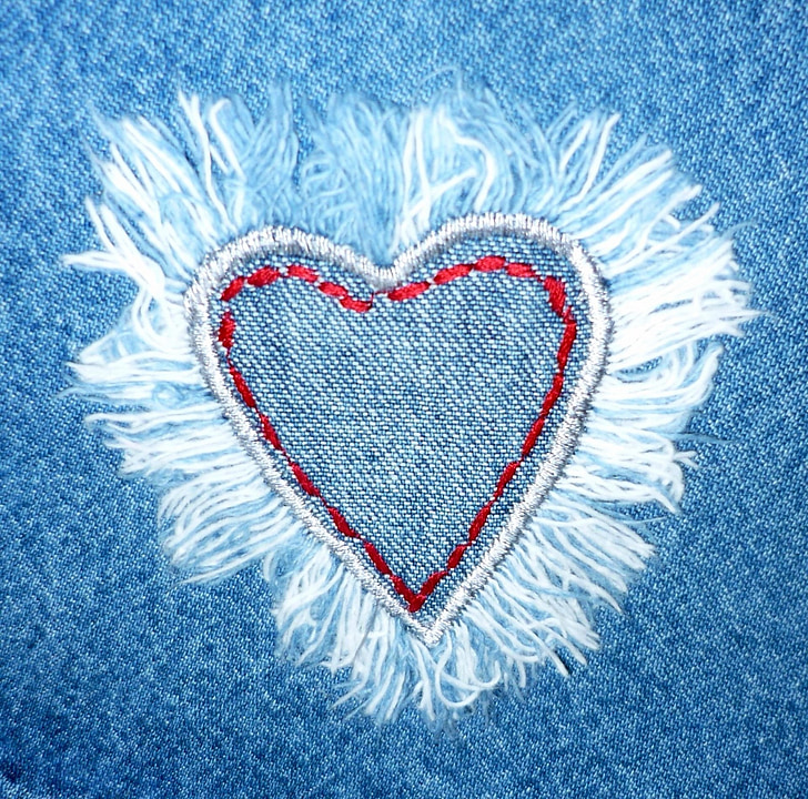 blue denim heart patch