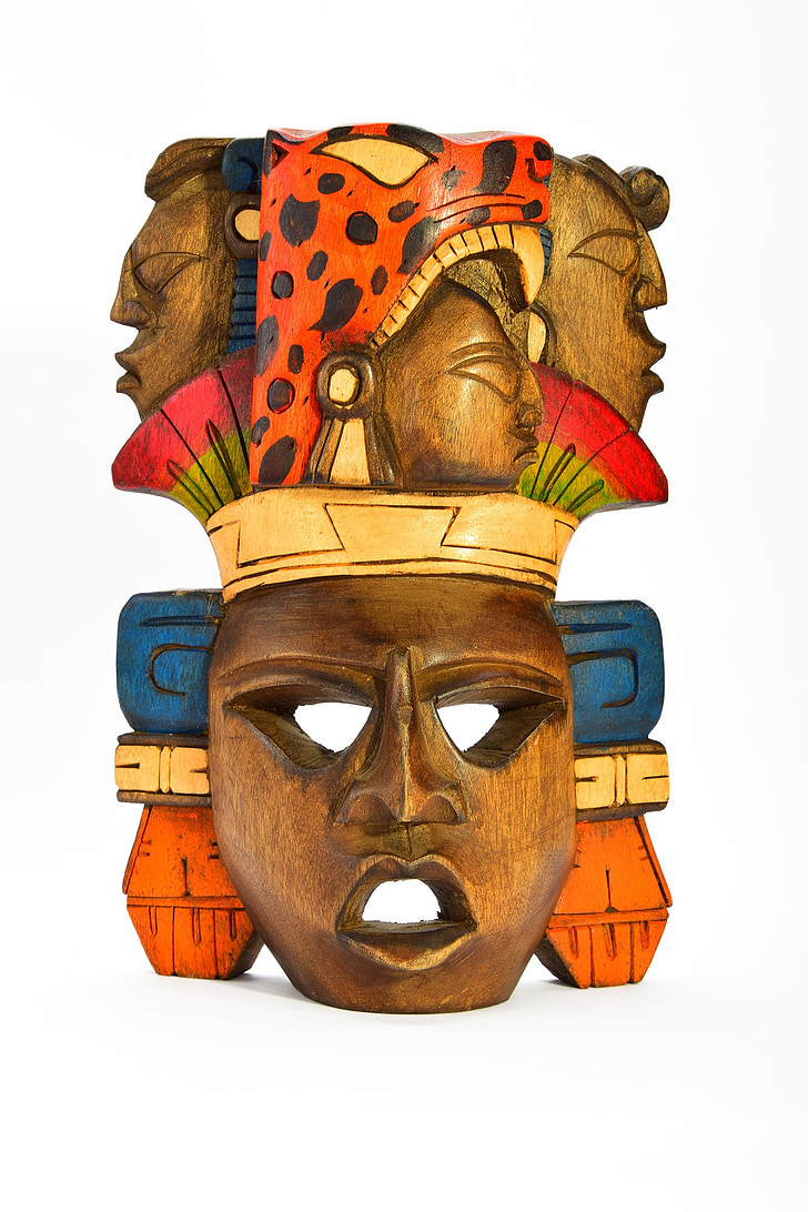multicolored tribal wooden mask decor