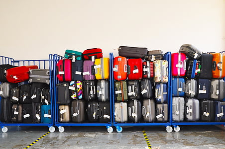 assorted-color luggage