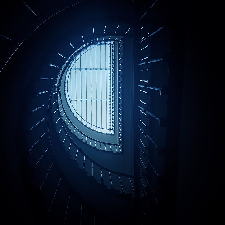 closeup photo of spiral stairs