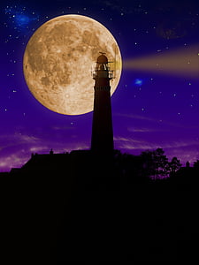lighthouse during nightime