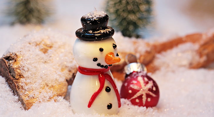 snowman and bauble figurines