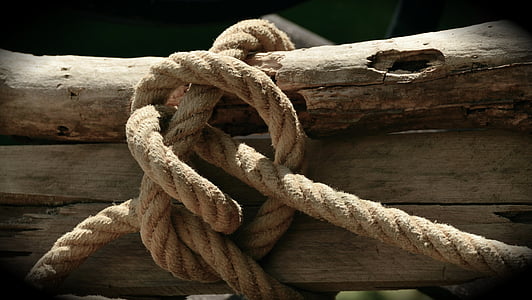 woods tied with brown rope
