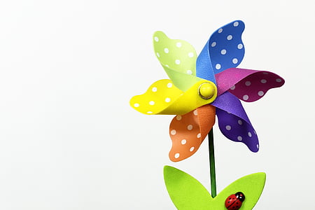 multicolored polka-dot garden windmill