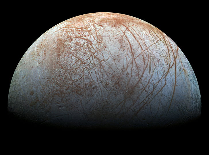 jupiter moon, europa, icy, space, cosmos, astronomy
