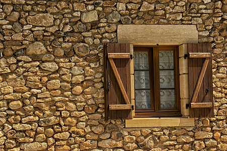brown wooden window shutter