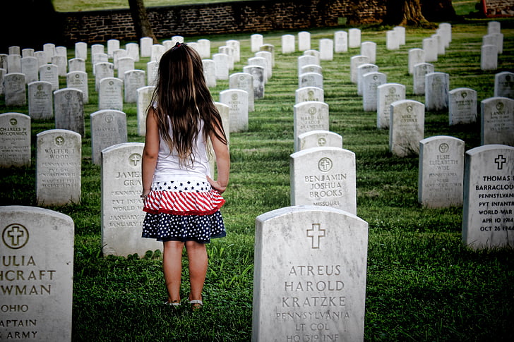 girl at cemetery
