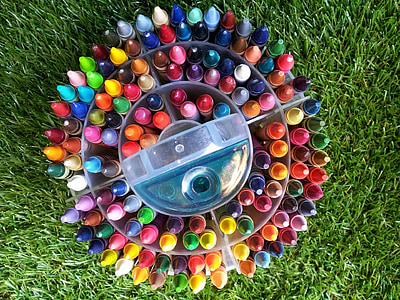 top view of crayons set