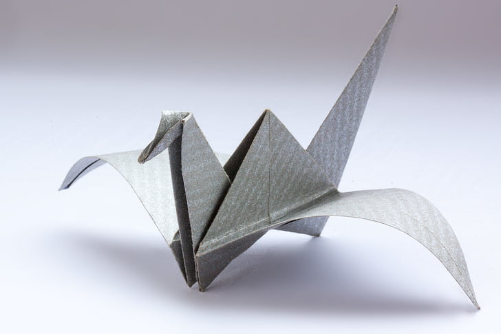 gray origami bird