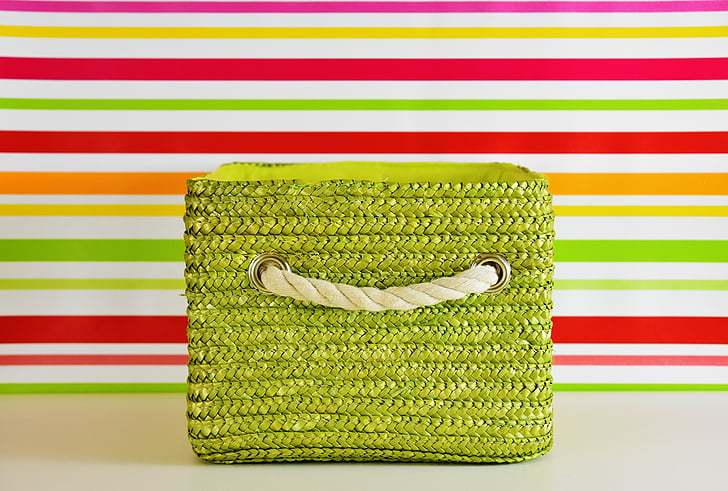 green wicker bag