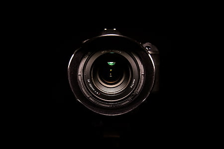 black DLSR camera lens