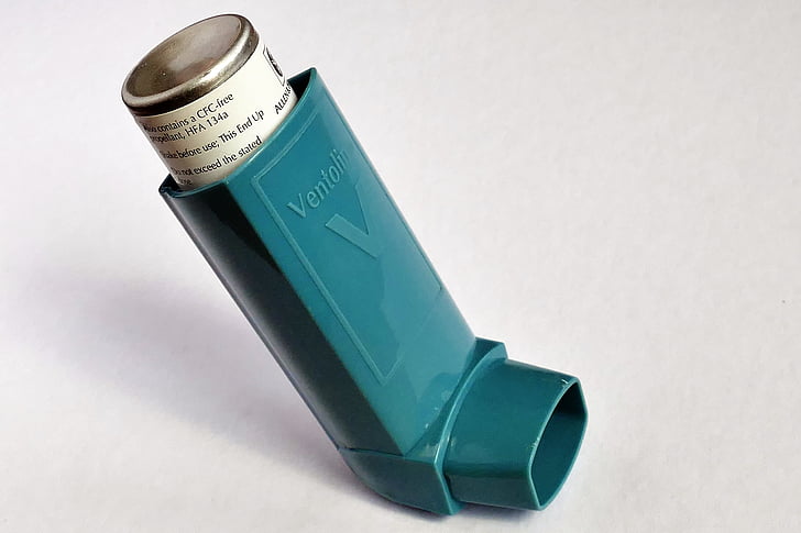 green Ventoline asthma inhaler