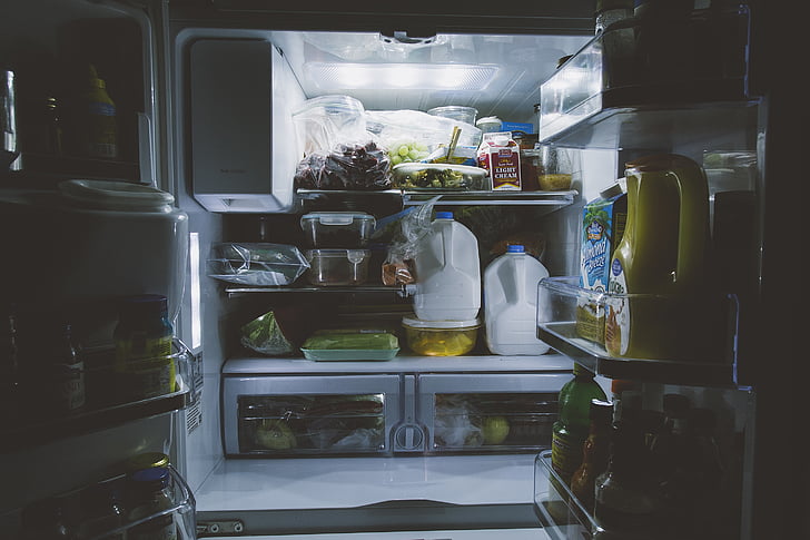 assorted food inside refrigerator