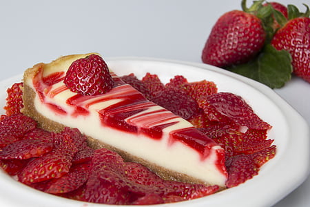 strawberry pie on white plate