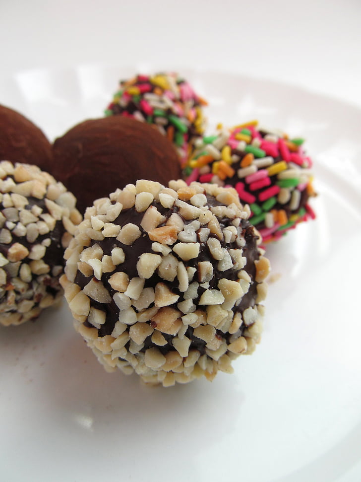 chocolate ball coated with nuts