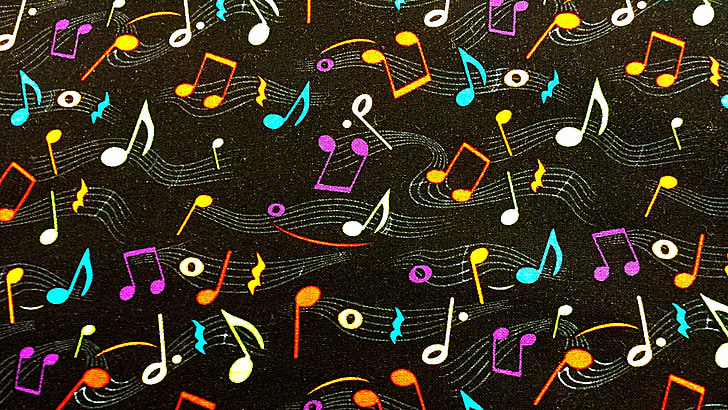 assorted-color musical notes wallpaper