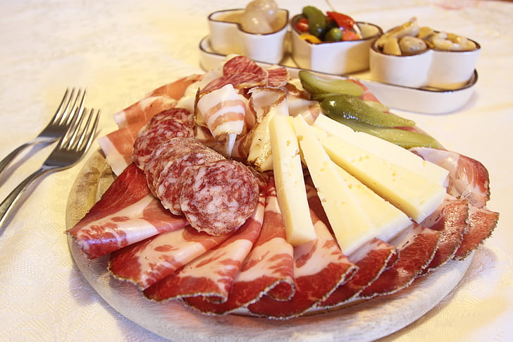 meat and cheese on a plate
