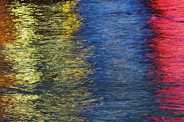 blue, red, and yellow abstract painting