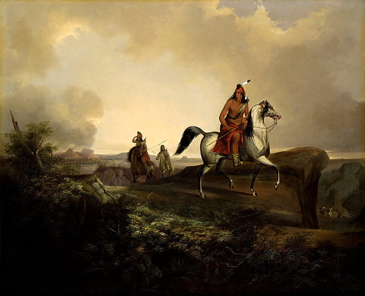 man riding white horse illustration