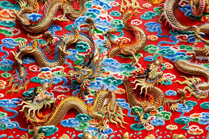 gold-colored dragon ornaments