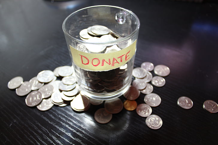 Donate glass with coins