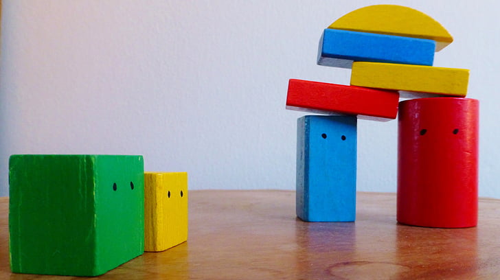 piled assorted-color block toys