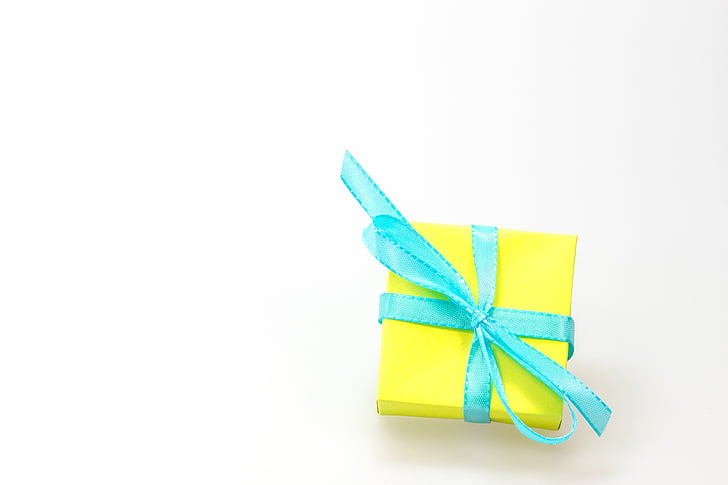 yellow and blue gift box