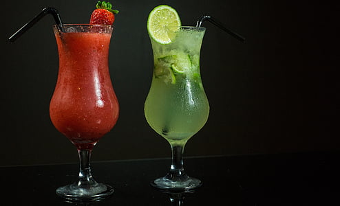 two strawberry and lime flavored glasses
