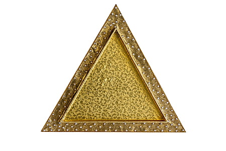 triangle-shaped gold-colored decor